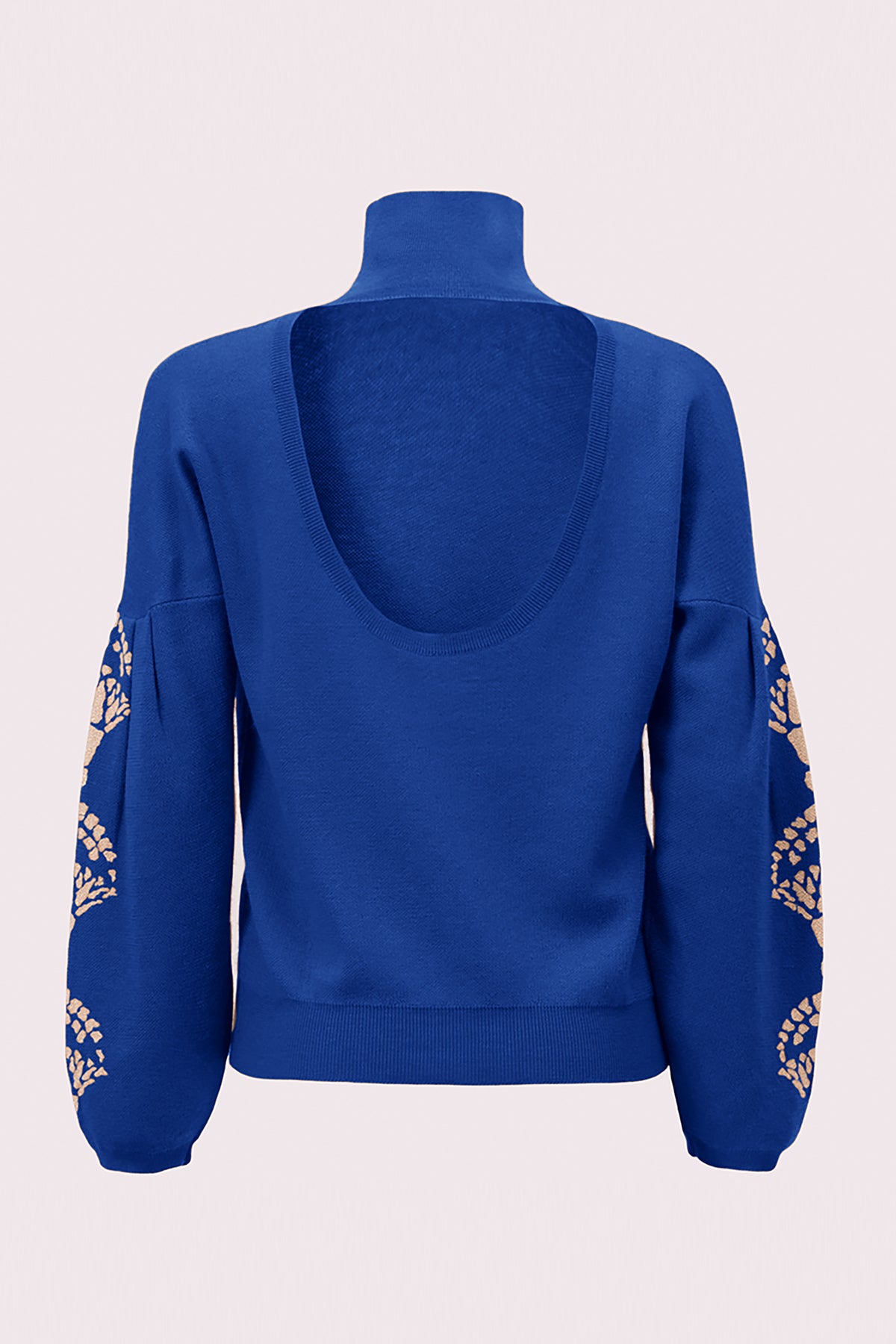 Sustainable Mongolian Cashmere Woman Sweater Blue Maiolica Back Detail