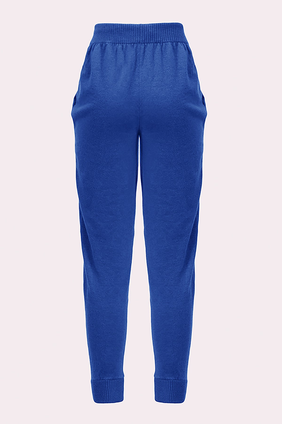 Sustainable Mongolian Cashmere Woman Blue Maiolica Jogging Trousers Back detail